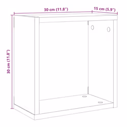 vidaXL Wall Shelves Floating Rack Display Shelf Bookshelf Engineered Wood - old wood, 30 x 15 x 30 cm/ 2 pcs