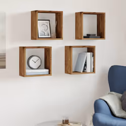 vidaXL Wall Shelves Floating Rack Display Shelf Bookshelf Engineered Wood - old wood, 30 x 15 x 30 cm/ 4 pcs - Additional view 2