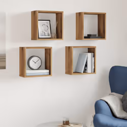 vidaXL Wall Shelves Floating Rack Display Shelf Bookshelf Engineered Wood - artisan oak, 30 x 15 x 30 cm/ 4 pcs - Additional view 2