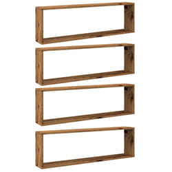 vidaXL Wall Shelves Floating Rack Display Shelf Bookshelf Engineered Wood - old wood, 100 x 15 x 30 cm/ 4 pcs