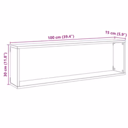 vidaXL Wall Shelves Floating Rack Display Shelf Bookshelf Engineered Wood - old wood, 100 x 15 x 30 cm/ 4 pcs - Additional view 9