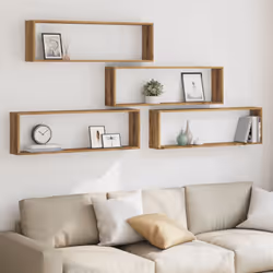 vidaXL Wall Shelves Floating Rack Display Shelf Bookshelf Engineered Wood - artisan oak, 100 x 15 x 30 cm/ 4 pcs - Additional view 2