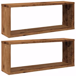 vidaXL Wall Shelves Floating Rack Display Shelf Bookshelf Engineered Wood - old wood, 2 pcs