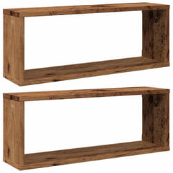 vidaXL Wall Shelves Floating Rack Display Shelf Bookshelf Engineered Wood - old wood, 2 pcs
