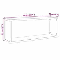 vidaXL Wall Shelves Floating Rack Display Shelf Bookshelf Engineered Wood - old wood, 2 pcs