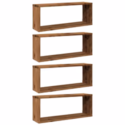 vidaXL Wall Shelves Floating Rack Display Shelf Bookshelf Engineered Wood - old wood, 4 pcs