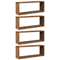 vidaXL Wall Shelves Floating Rack Display Shelf Bookshelf Engineered Wood - old wood, 4 pcs
