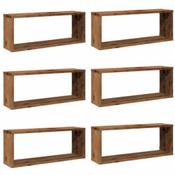 vidaXL Wall Shelves Floating Rack Display Shelf Bookshelf Engineered Wood - old wood, 6 pcs
