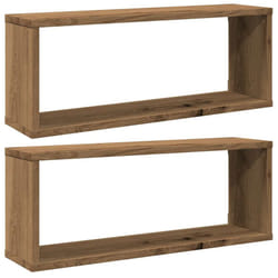 vidaXL Wall Shelves Floating Rack Display Shelf Bookshelf Engineered Wood - artisan oak, 2 pcs