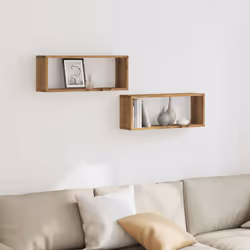 vidaXL Wall Shelves Floating Rack Display Shelf Bookshelf Engineered Wood - artisan oak, 2 pcs