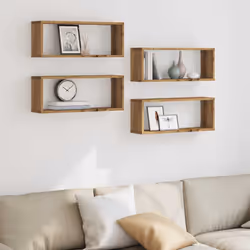 vidaXL Wall Shelves Floating Rack Display Shelf Bookshelf Engineered Wood - artisan oak, 4 pcs