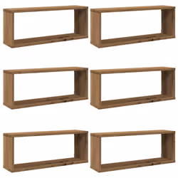 vidaXL Wall Shelves Floating Rack Display Shelf Bookshelf Engineered Wood - artisan oak, 6 pcs