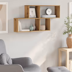 vidaXL Wall Shelf Wall-Mounted Shelf Storage Display Rack Engineered Wood - artisan oak