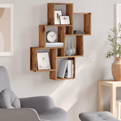 vidaXL Wall Cube Shelf Hanging Wall-Mounted Floating Shelf Engineered Wood - old wood