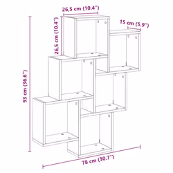 vidaXL Wall Cube Shelf Hanging Wall-Mounted Floating Shelf Engineered Wood - old wood