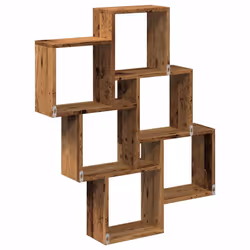 vidaXL Wall Cube Shelf Hanging Wall-Mounted Floating Shelf Engineered Wood - old wood - Additional view 5