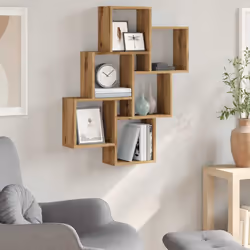 vidaXL Wall Cube Shelf Hanging Wall-Mounted Floating Shelf Engineered Wood - artisan oak