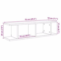 vidaXL 2x Wall Shelf Wall-Mounted Shelf Hanging Floating Shelf Engineered Wood - old wood, 75 x 18 x 20 cm
