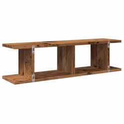 vidaXL 2x Wall Shelf Wall-Mounted Shelf Hanging Floating Shelf Engineered Wood - old wood, 75 x 18 x 20 cm - Additional view 6