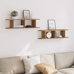 vidaXL 2x Wall Shelf Wall-Mounted Shelf Hanging Floating Shelf Engineered Wood - artisan oak, 75 x 18 x 20 cm