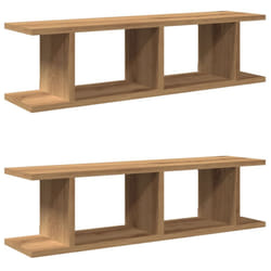 vidaXL 2x Wall Shelf Wall-Mounted Shelf Hanging Floating Shelf Engineered Wood - artisan oak, 90 x 18 x 20 cm