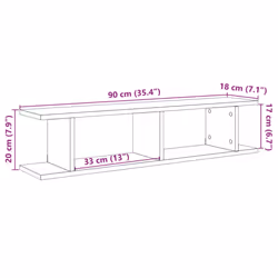 vidaXL 2x Wall Shelf Wall-Mounted Shelf Hanging Floating Shelf Engineered Wood - artisan oak, 90 x 18 x 20 cm