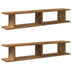vidaXL 2x Wall Shelf Wall-Mounted Shelf Hanging Floating Shelf Engineered Wood - old wood, 105 x 18 x 20 cm