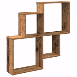 vidaXL Wall Cube Shelf Hanging Wall-Mounted Floating Shelf Engineered Wood - old wood
