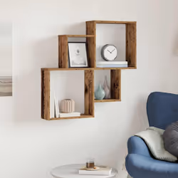 vidaXL Wall Cube Shelf Hanging Wall-Mounted Floating Shelf Engineered Wood - old wood