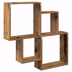 vidaXL Wall Cube Shelf Hanging Wall-Mounted Floating Shelf Engineered Wood - old wood - Additional view 5