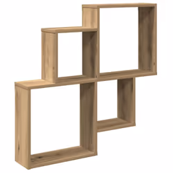 vidaXL Wall Cube Shelf Hanging Wall-Mounted Floating Shelf Engineered Wood - artisan oak