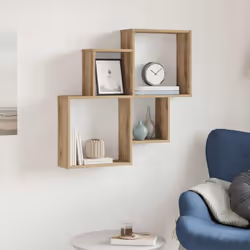vidaXL Wall Cube Shelf Hanging Wall-Mounted Floating Shelf Engineered Wood - artisan oak