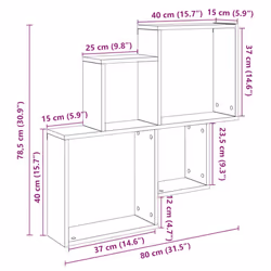 vidaXL Wall Cube Shelf Hanging Wall-Mounted Floating Shelf Engineered Wood - artisan oak - Additional view 8