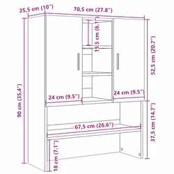 vidaXL Washing Machine Cabinet Bathroom Cabinet Laundry Cupboard Concrete Grey - Additional view 9