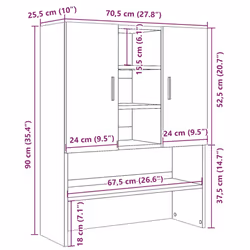 vidaXL Washing Machine Cabinet Bathroom Cupboard Laundry Shelf Storage Rack - old wood - Additional view 9