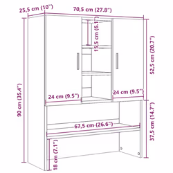 vidaXL Washing Machine Cabinet Bathroom Cupboard Laundry Shelf Storage Rack - artisan oak