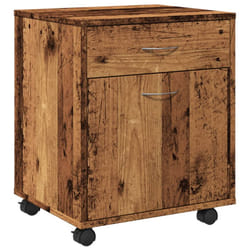 vidaXL Rolling Cabinet Office Side Table Hall Drawer Cabinet Engineered Wood - old wood