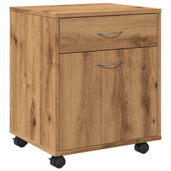 vidaXL Rolling Cabinet Office Side Table Hall Drawer Cabinet Engineered Wood - artisan oak