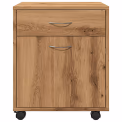 vidaXL Rolling Cabinet Office Side Table Hall Drawer Cabinet Engineered Wood - artisan oak - Additional view 4