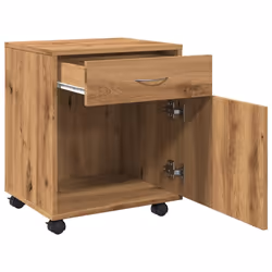 vidaXL Rolling Cabinet Office Side Table Hall Drawer Cabinet Engineered Wood - artisan oak - Additional view 7