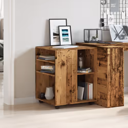 vidaXL Rolling Cabinet Drawer Cabinet Filing Storage Cabinet Engineered Wood - old wood