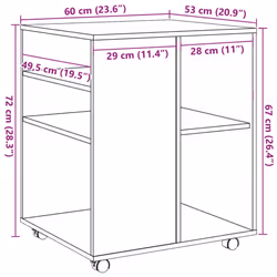 vidaXL Rolling Cabinet Drawer Cabinet Filing Storage Cabinet Engineered Wood - old wood - Additional view 9