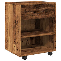vidaXL Rolling Cabinet Office Side Table Hall Drawer Cabinet Engineered Wood - old wood