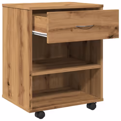 vidaXL Rolling Cabinet Office Side Table Hall Drawer Cabinet Engineered Wood - artisan oak - Additional view 7