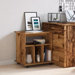 vidaXL Rolling Cabinet Office Side Table Hall Drawer Cabinet Engineered Wood - old wood