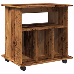 vidaXL Rolling Cabinet Office Side Table Hall Drawer Cabinet Engineered Wood - old wood - Additional view 6