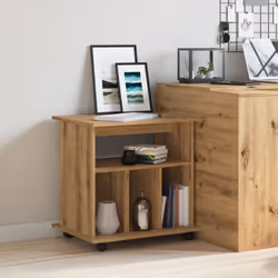 vidaXL Rolling Cabinet Office Side Table Hall Drawer Cabinet Engineered Wood - artisan oak