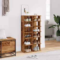 vidaXL Shoe Cabinet Household Storage Shelf Shoe Cupboard Engineered Wood - old wood, 2 pcs - Additional view 2