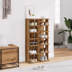vidaXL Shoe Cabinet Household Storage Shelf Shoe Cupboard Engineered Wood - artisan oak, 2 pcs - Additional view 2