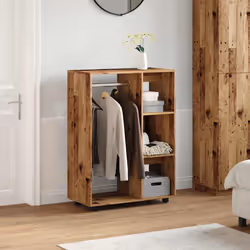 vidaXL Wardrobe Bedroom Rack Closet Clothes Storage Organiser Engineered Wood - old wood